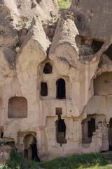 Turkey - Cappadocia - Zelve Valley - Multi-level cave dwellings with windows and entrances