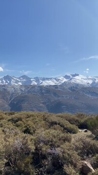 Vertical video views of the highest peaks of the Sierra Nevada in Granada.