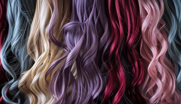 different colors and stiles of wigs