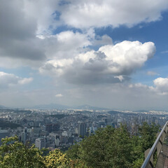 view of city with clouds