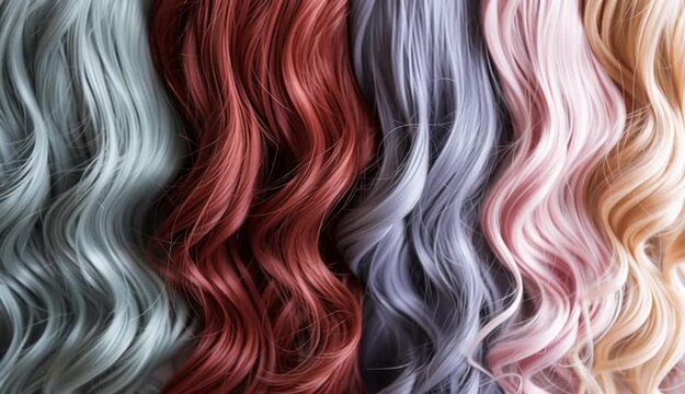 different colors and stiles of wigs