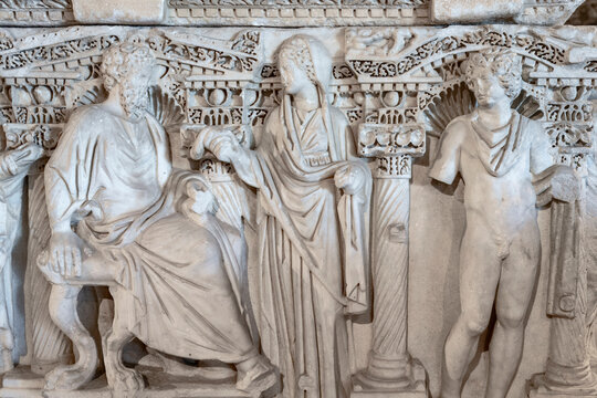 Turkey - Hierapolis - Roman Sarcophagus - Mythological Scene Relief