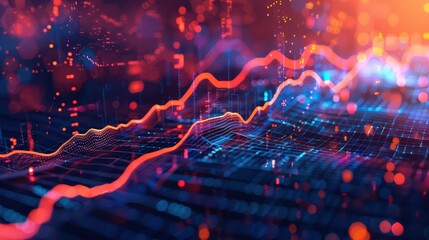 Dynamic flowing data streams with glowing lines in abstract digital network