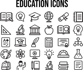 30 Creative Education Icons &ndash; Flat Vector Set