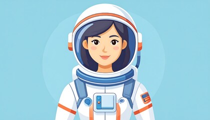 Cartoon astronaut woman portrait