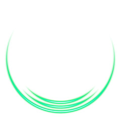Green glowing curved ring on transparent background
