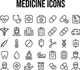 30 Modern Medicine Icons &ndash; Flat Vector Set