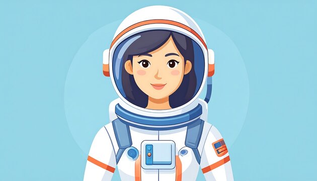 Cartoon astronaut woman portrait - Powered by Adobe