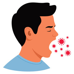 Coughing man vector illustration isolated design health symbol medical respiratory illness disease awareness concept perfect for healthcare graphics