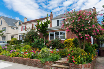 Private house. Neighborhood architecture. Property in neighborhood. Residential property house. Residence architecture. Suburban neighborhood. Suburban house architecture. Housing crisis