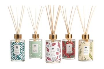 Collection set of reed diffusers isolated on ai generated