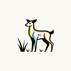 Template design logo Deer silhouette  Colorful Style