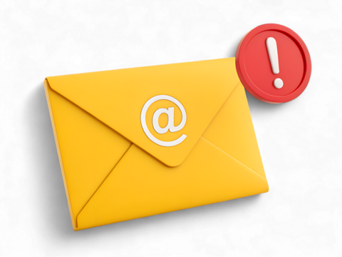 new email notification message envelope spam warning alert important attention inbox mail 3d