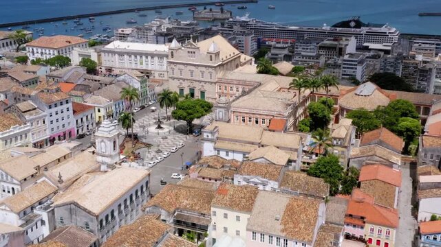 Aerial view of the historic pelourinho district in salvador, bahia, brazil