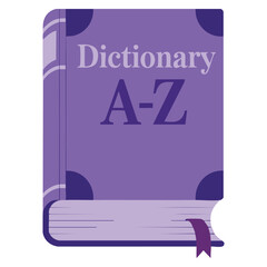Red dictionary with A Z cover and bookmark isolated on white background supporting education themes language learning and study visuals vector design