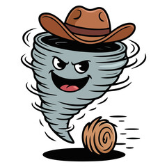 Texas tornado vector illustration with cowboy hat red eyes toothpick dramatic character storm cartoon creative artwork perfect for decoration themes