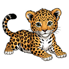 Vector cartoon leopard sitting illustration closed eyes gentle shape soft spots calm expression charming wild cat creative artwork educational theme