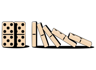 Vector domino board game isolated falling tiles with dots illustration gambling pieces chain reaction family leisure activity design art