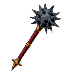 Mace weapon medieval icon vector illustration flat design isolated ancient tool traditional historic armory battle object symbol graphic