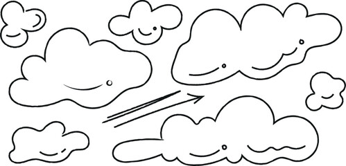 Cloud pattern with arrow pointing towards the right direction symbol concept