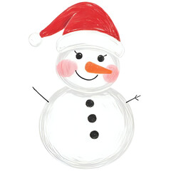 雪だるまがサンタクロースの帽子をかぶっている