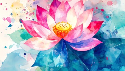 Vibrant lotus flower, watercolor style