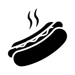 Hot dog vector illustration, grilled hotdog with mustard, american fast food, sausage icon, food art