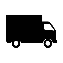 Black silhouette of a delivery truck vector illustration for logistics and transportation needs design