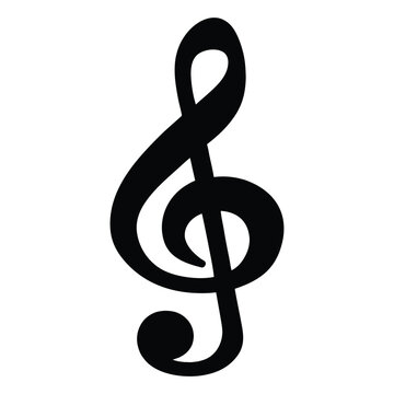 Download high resolution vector graphic of black treble clef music symbol for musical notation use