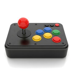 Classic arcade joystick and buttons ready for retro gaming action, bringing nostalgic fun and competitive play to any setup.