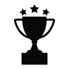 Trophy award vector graphic with stars for achievement success and winner celebration design element