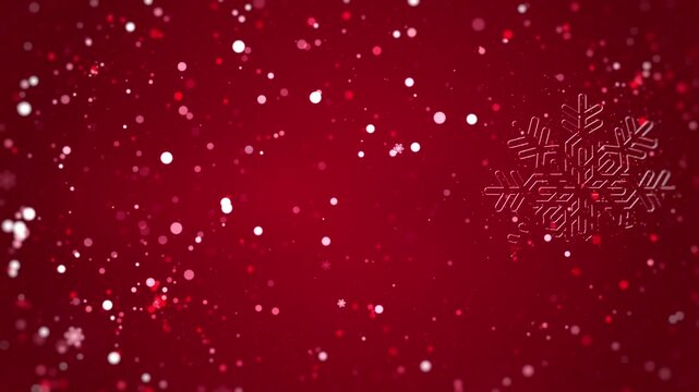 Red Christmas Snow Background with Santa Claus, Reindeer, Tree, Gifts, Bell, Mistletoe and Snowflakes