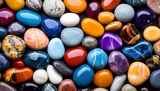 A vibrant collection of colorful polished stones - Powered by Adobe