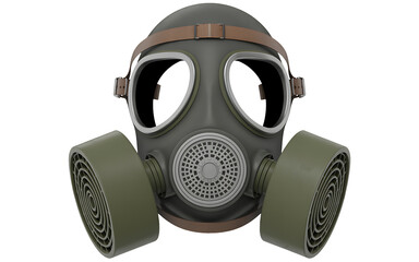 Realistic gas mask with filters offers protection from airborne hazards, perfect for emergency preparedness, safety campaigns, and industrial safety visuals