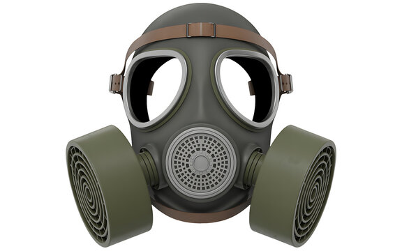 Realistic gas mask with filters offers protection from airborne hazards, perfect for emergency preparedness, safety campaigns, and industrial safety visuals