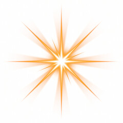 Orange glowing starburst light on transparent background
