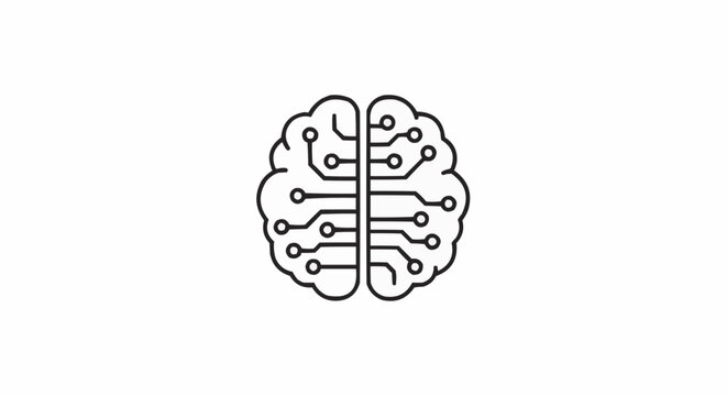 Abstract ai brain circuit vector illustration intelligent technology scalable graphic