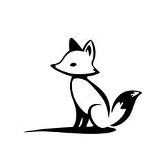 Gray Fox. Gray Fox simple black and white line art vector logo