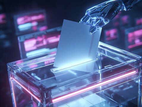 Futuristic AI voting concept