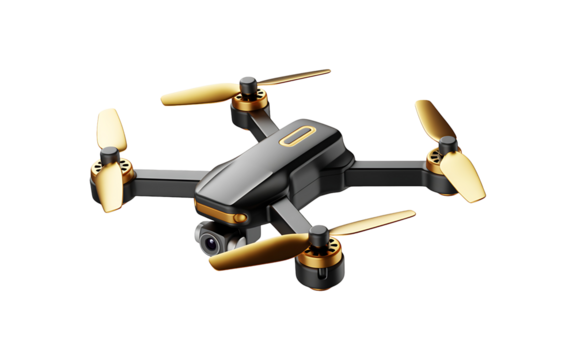 Sleek black and gold drone for stunning aerial photography and videography, perfect for real estate, events, and creative projects, delivering smooth, stable shots