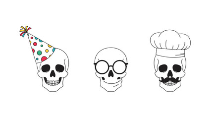 Fototapeta premium Party Skull Trio – Whimsical Chemical of Skulls