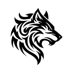 Tribal Wolf Head Silhouette Vector | Wild Animal Illustration | Wolf Tattoo Design