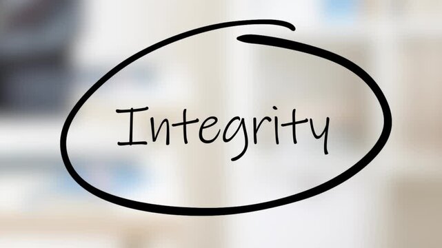 Integrity Handwriting using black marker on glass