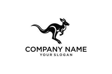 Jumping kangaroo logo design vector