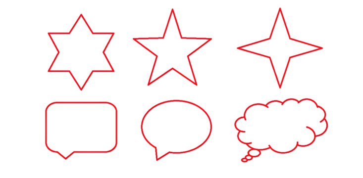 "Star, Simple Star, Geometric Star, Speech Bubble, Thought Bubble Icons Isolated on Transparent Background PNG"