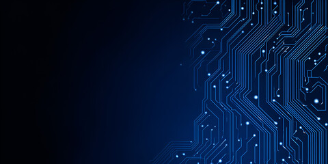 Dual column glowing circuit board layout on dark tech background, digital system concept
