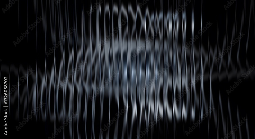 Wall mural abstract dark background with distorted lines and blurred light reflection