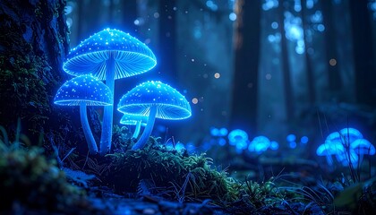 Glowing mushrooms in a mystical forest (1)