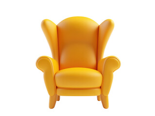 Orange Wingback Armchair PNG

