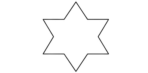 Minimalist Geometric Star Line Art | Abstract Hexagram Symbol Vector | Isolated on Transparent Background PNG